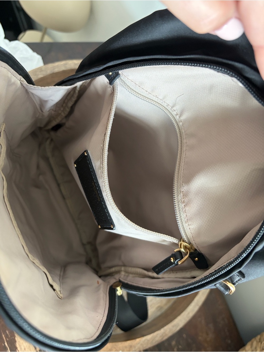 TUMI Voyageur Nadia Convertible Backpack/Sling – Black Nylon Gold Hardware - Picture 11 of 15